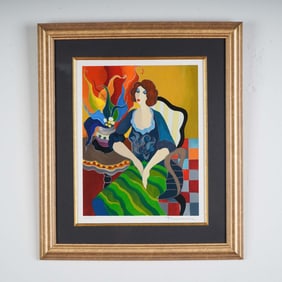 Itzchak Tarkay, Serigraph on Textured Paper, Day Dreaming, Signed