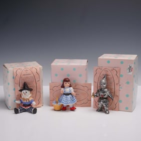 3pc Madame Alexander Porcelain Figural Boxes - Dorothy, Tin Man & Scarecrow