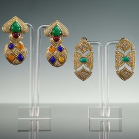 2 Pairs of Vintage Statement Drop Earrings