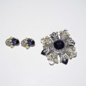 2pc Karina Baci Brooch and Earring Set with Box and Certificate