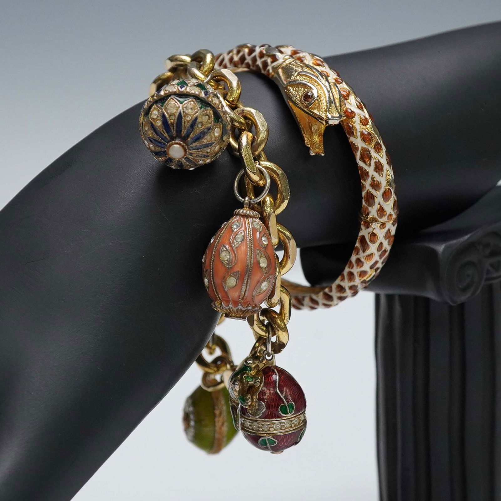 2pc Enamel Charm Bracelet and Snake Bangle Set (1 of 7)