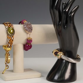 3pc Boho Bracelets, Cuff, Heart Lock and Bead Bracelets