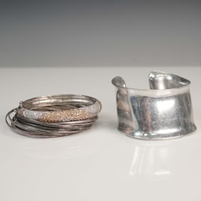 3pc Silver Cuff and Bangle Bracelets