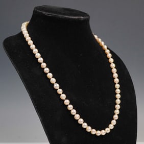Single-Strand Freshwater Cultured Pearl Necklace with Filigree Clasp