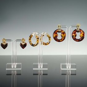 3 Pairs of Retro Brown and Amber Earring Collection