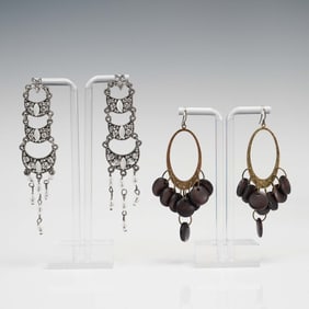 2pc Mixed Metal Dangle Earrings