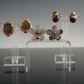 Set of 3 Pairs Mixed Material Clip-On Earrings Set