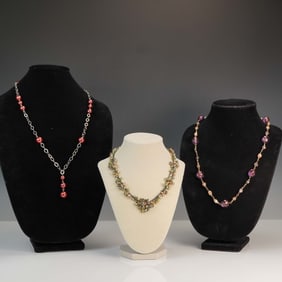 3pc Necklace Lot, Mallorca Pearl, Shell Charm and Beaded Designs