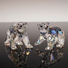 2pc Swarovski Crystal Figurines, 2011 SCS Polar Bear Cubs