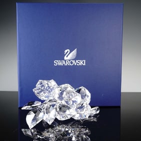 Swarovski Crystal Figurine, Clear Roses with Leaves