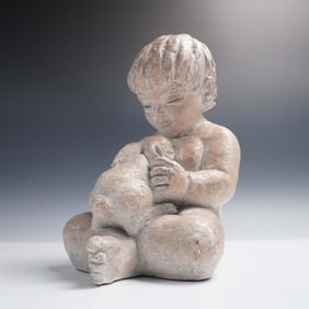 Austin Productions Sculpture, Boy with Teddy Bear by Miro Musulin