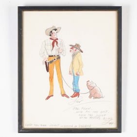 Original Artwork, Return of Virginian Book Jacket Sketch, Signed by Artist