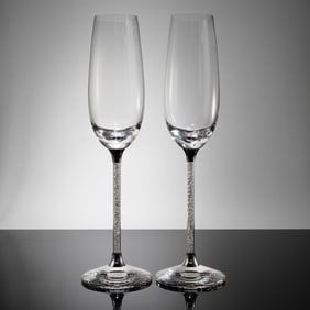 2pc Swarovski Crystal Crystalline Toasting Flutes