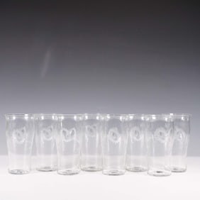 8pc Vintage Floral Engraved Seltzer Glasses