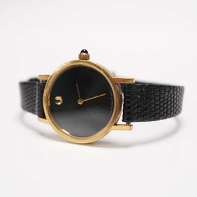 Swiss Movado Quartz Wrist Watch with Genuine Lizard Band