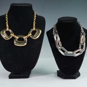 2pc Cristina Sabatini and Silver-Plated Chain Necklaces