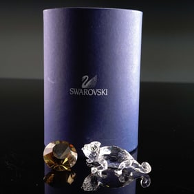 Swarovski Crystal Figurine, Chameleon with Gemstone