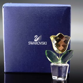 Swarovski Crystal Figurine Yellow Tulip Happy Flower