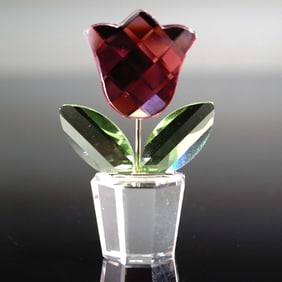 Swarovski Crystal Figurine, Pink Tulip Flower