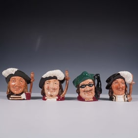 4pc Royal Doulton Character Jugs, Three Musketeers and Dick Turpin