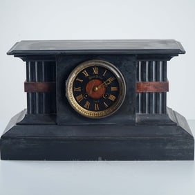 Susse Freres Paris France Black Slate Mantel Clock