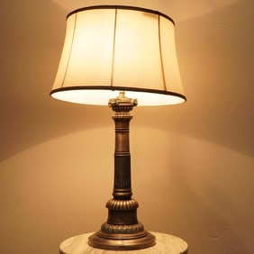 Neoclassical Style Metal Table Lamp with Lion Head Motif