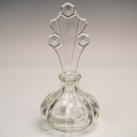 Vintage Clear Pressed Glass Perfume Bottle with Stopper