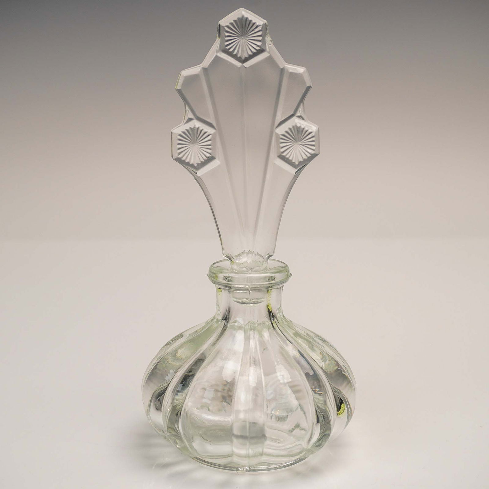Vintage Clear Pressed Glass Perfume Bottle with Stopper (1 of 4)