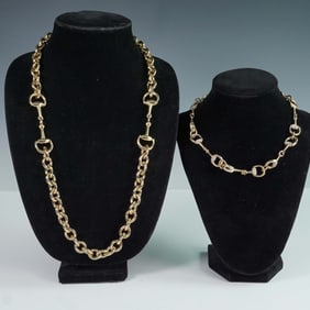 Pair of Gold-Tone Chain Link Necklaces
