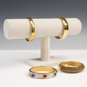 4pc Vintage Gold Tone Metal Bangle Bracelets