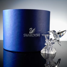 Swarovski Crystal Figurine, Hummingbird with Flower