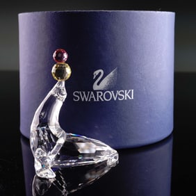 Swarovski Crystal Figurine, Seal Playing