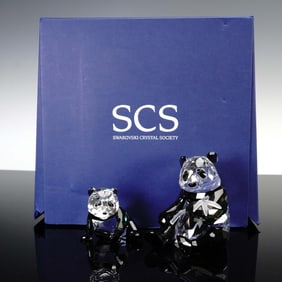 2pc Swarovski Crystal Figurines, 2008 Pandas Annual Edition