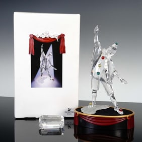 Swarovski Crystal Figurine and Plaque, Pierrot