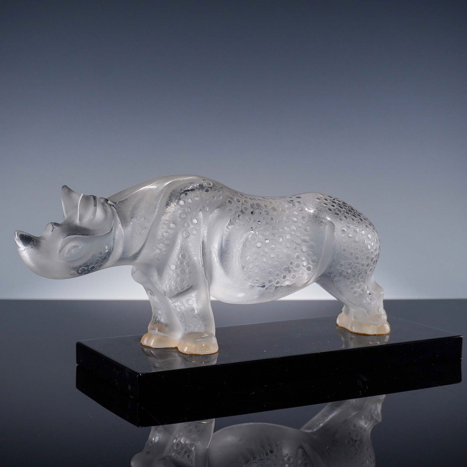Lalique Crystal Rhinoceros Figurine