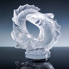 Lalique Crystal Large Sculpture, Double Fish