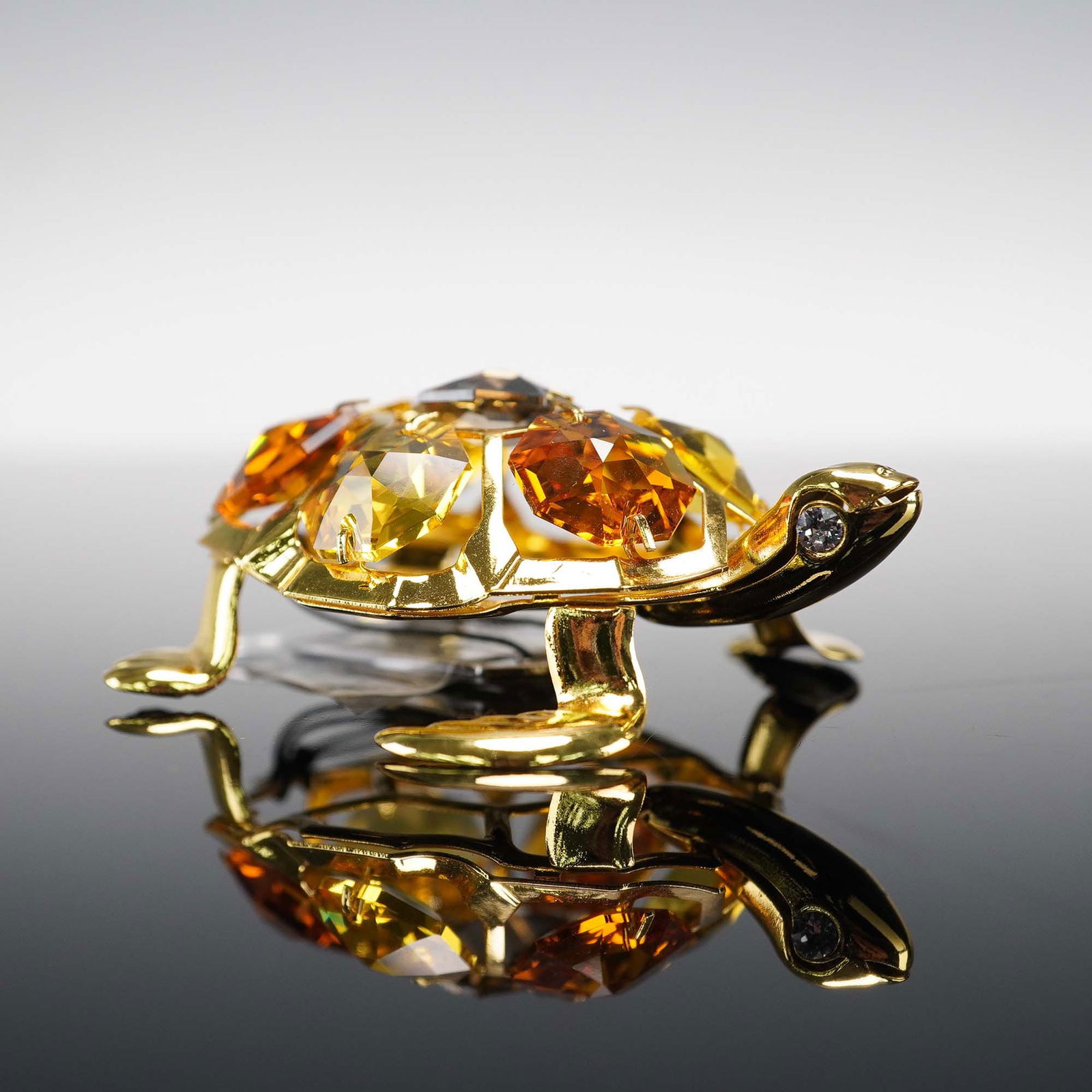 Matashi 24K Gold Plated Figurine, Turtle with Crystals (1 of 8)