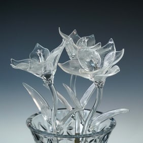 3pc Waterford Crystal Fleurology Sculptures, Lily