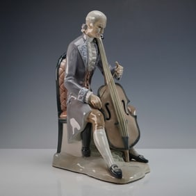 Rare Lladro Porcelain Sculpture, Seated Cellist PP129