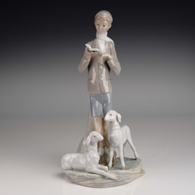 Lladro Porcelain Figurine, Boy with Lambs 1004509