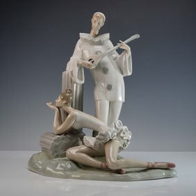 Lladro Porcelain Sculpture, Pensive Pierrot 1004560