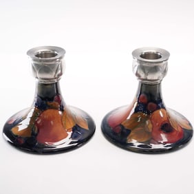 2pc Moorcroft Pomegranate Candlesticks
