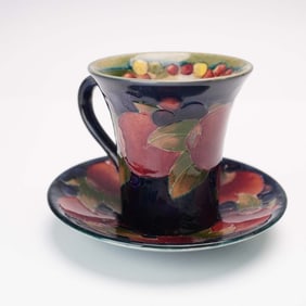 Moorcroft Demitasse Cup and Saucer Set Pomegranate Pattern