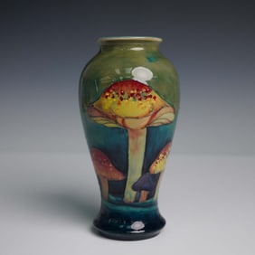 Moorcroft Pottery Claremont Vase, Mushroom Design, Circa 1920s
