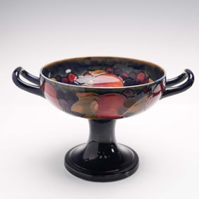 Moorcroft Pottery Footed Bowl with Twin Handles, Fruit Design
