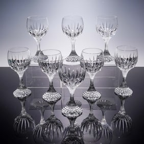 8pc Baccarat Crystal Wine Glasses, Massena