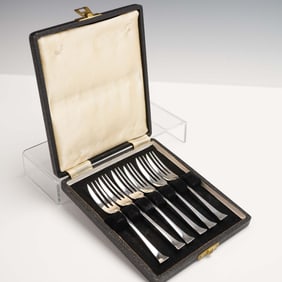 6pc Sterling Silver Dessert Forks in Fitted Case