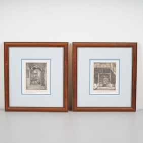 Eugene E Loving, 2 Etchings of Old New Orleans, Signed & Numbered