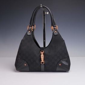 Gucci Black Canvas Jackie Shoulder Bag, Model 124407 213317