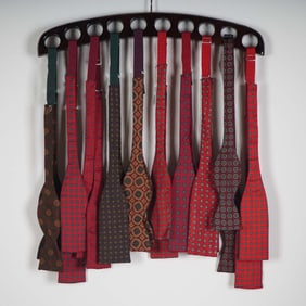 10pc All Silk English Bow Ties, Geometric and Paisley Patterns